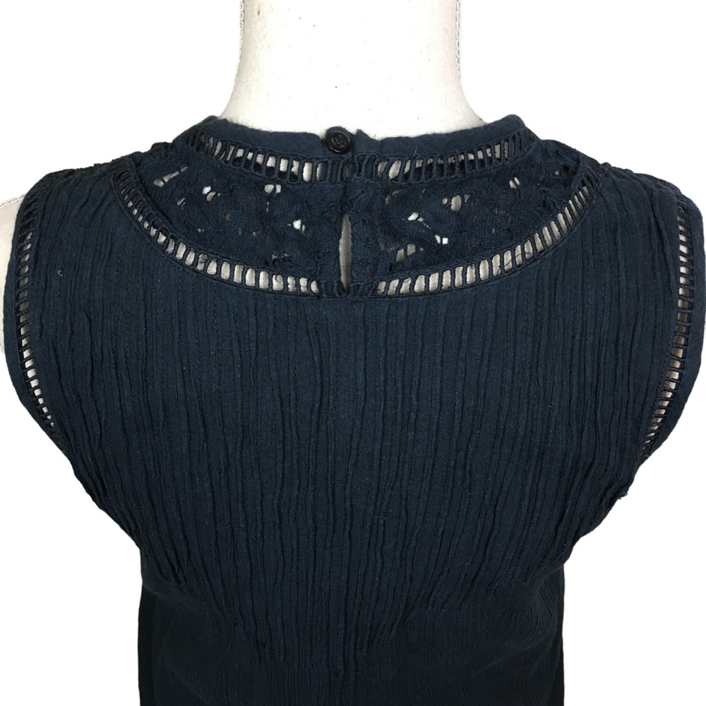 SuperDry Sleeveless Ribbed Lace Midi Dress, Size Small Blue - Picture 5 of 7